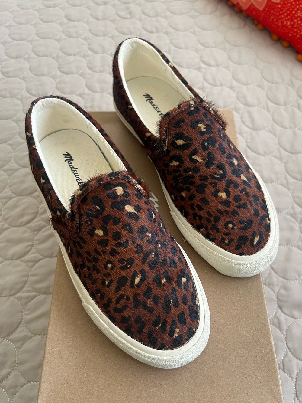Madewell Faux Calf Hair Sidewalk Slip-On Sneakers in Rich Brown MA519 • 6